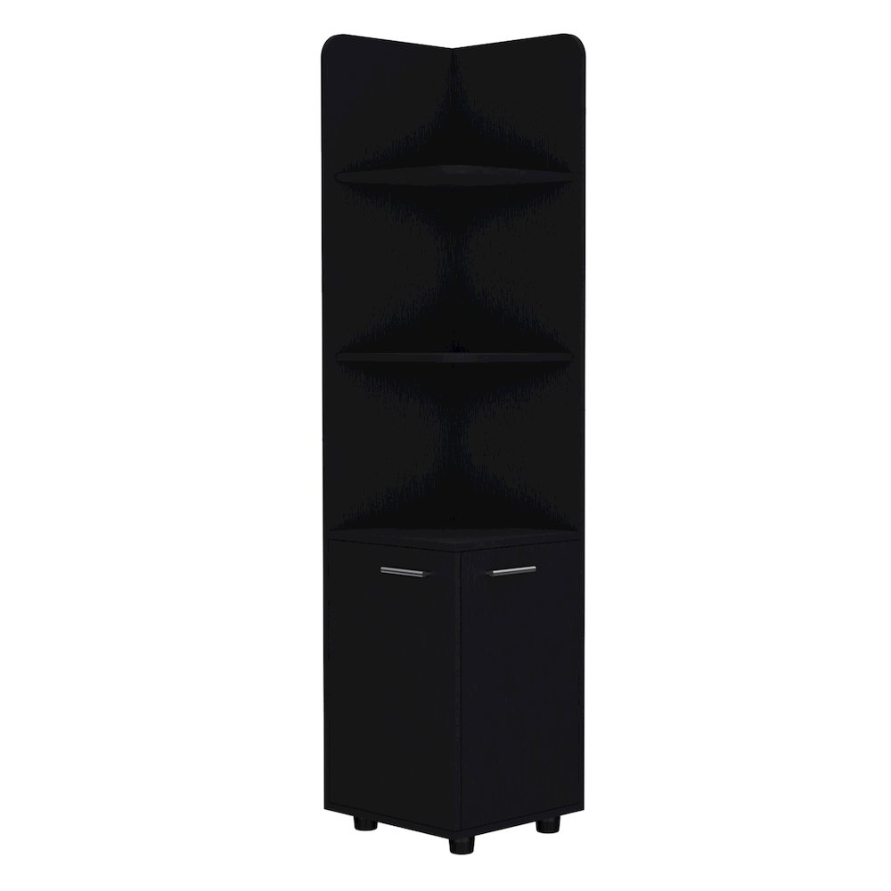 Malibu Corner Linen Cabinet Black MDF. Picture 3