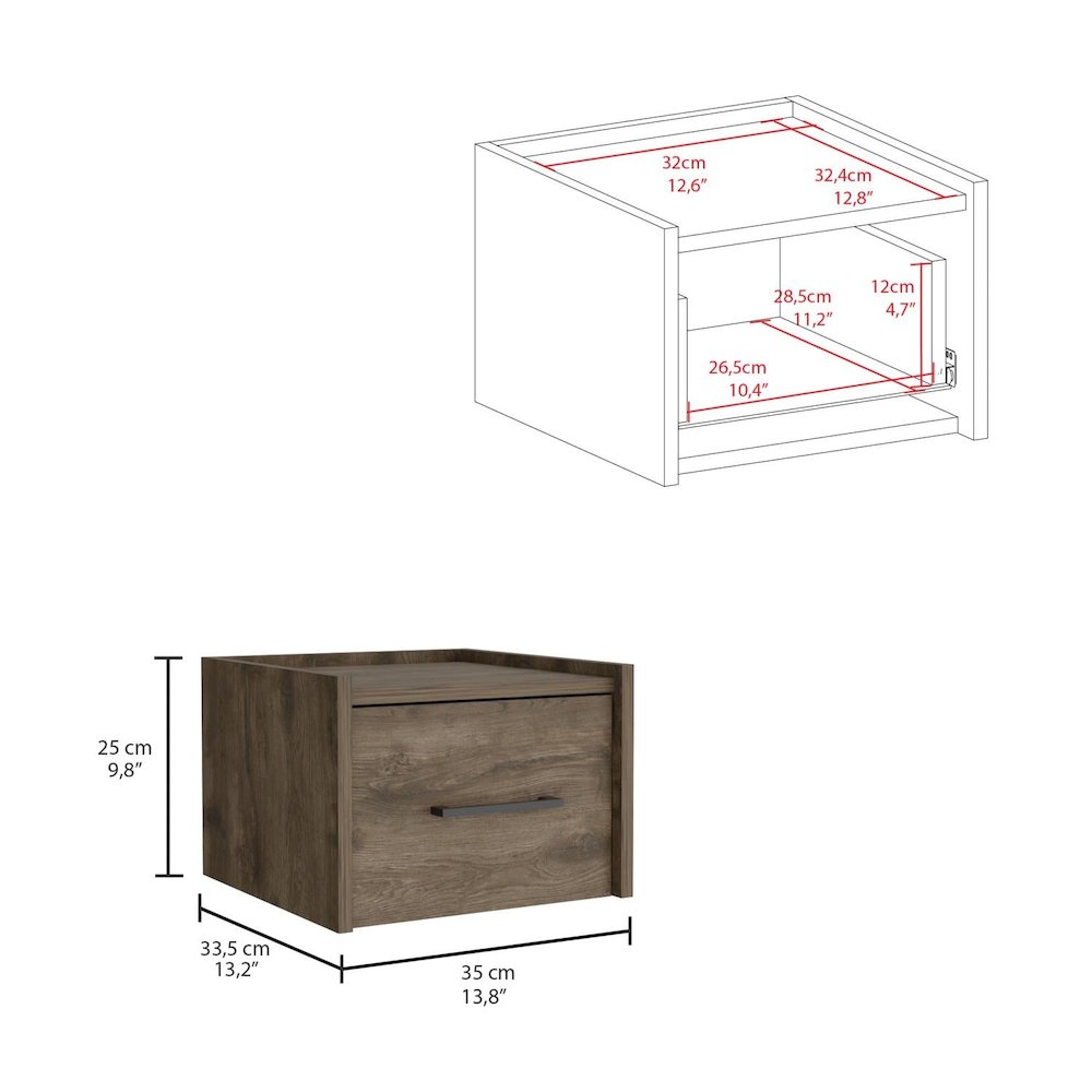 Boa Floating Nightstand Dark Brown MDF. Picture 4