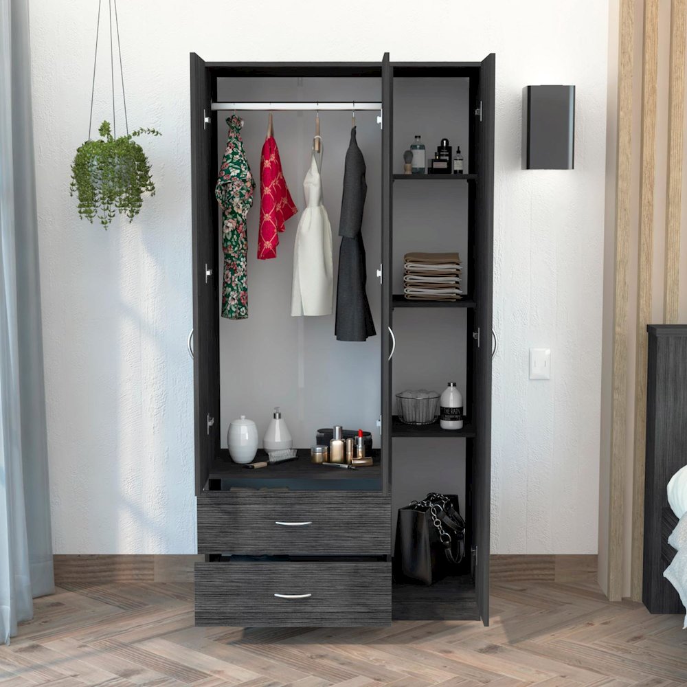Austral Three Door Armoire Smokey Oak / White MDF. Picture 5