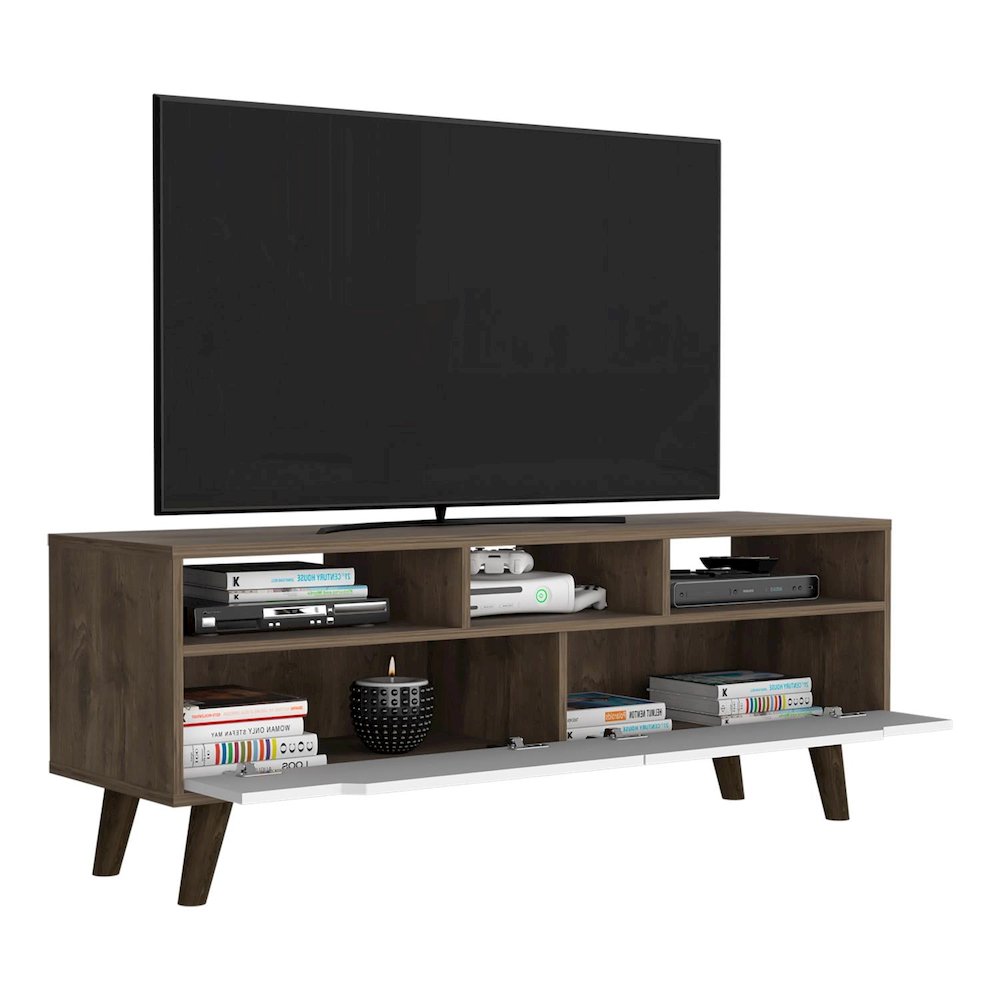 Oslo Tv Stand 2.0 Dark Brown / White MDF. Picture 2