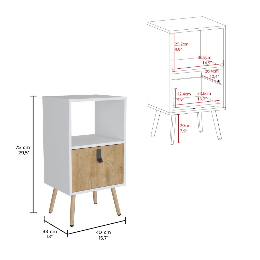 Huna Tall Nightstand White / Macadamia MDF. Picture 5
