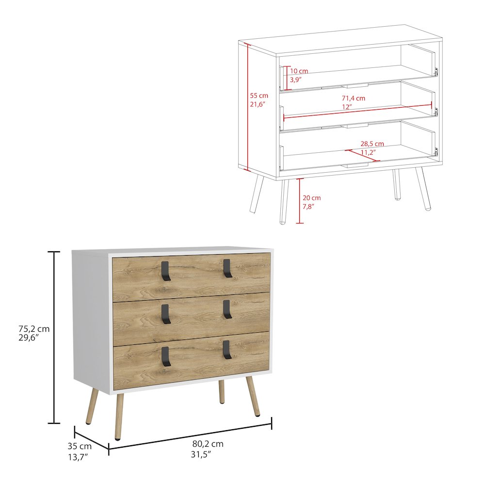 Huna Dresser White / Macadamia MDF. Picture 5