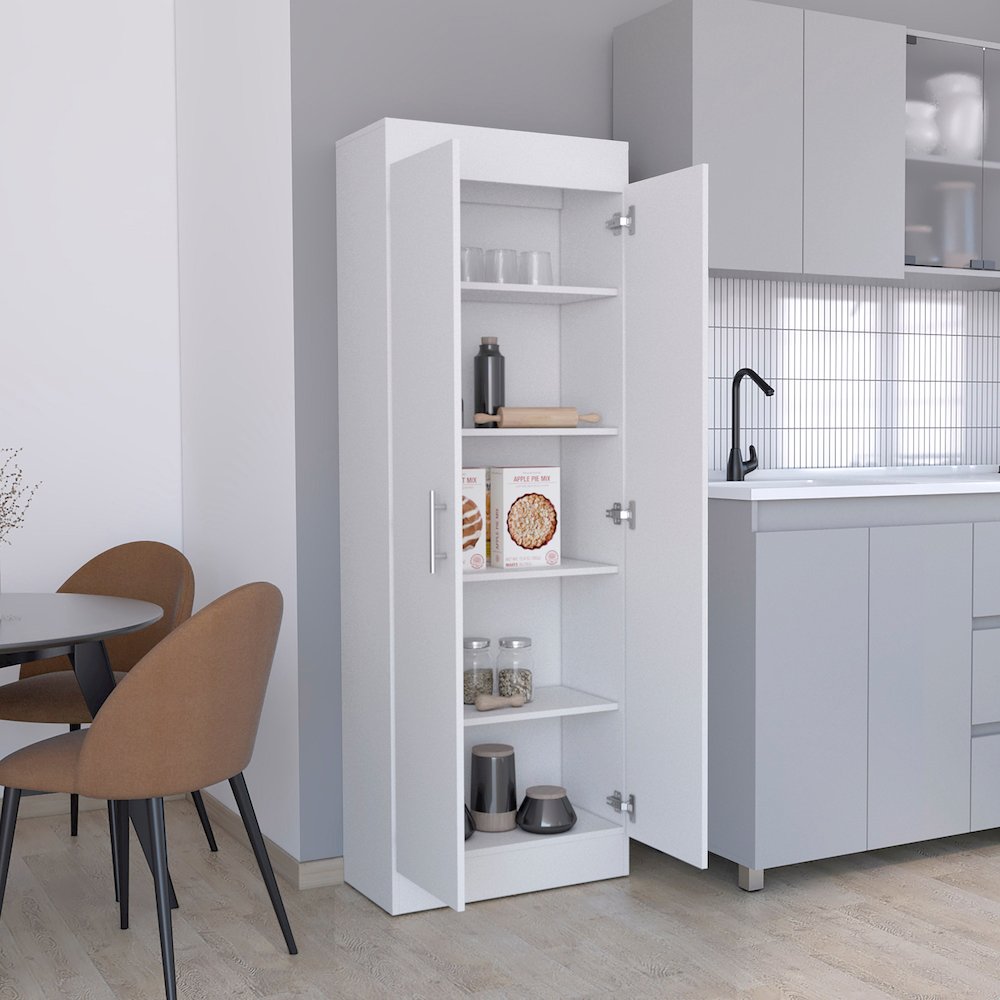 Nepal Pantry Cabinet White MDF. Picture 3
