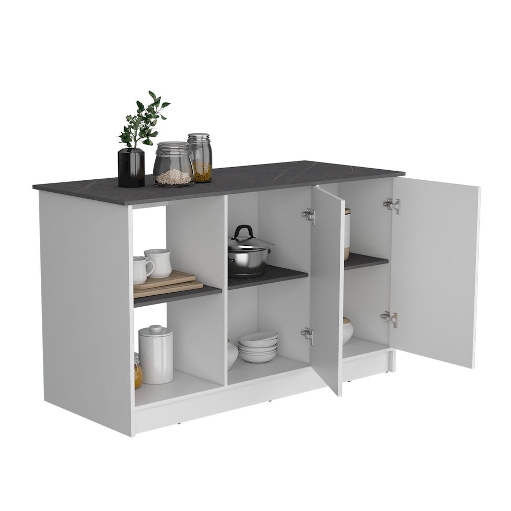 Juniper Kitchen Island White / Onyx MDF. Picture 2
