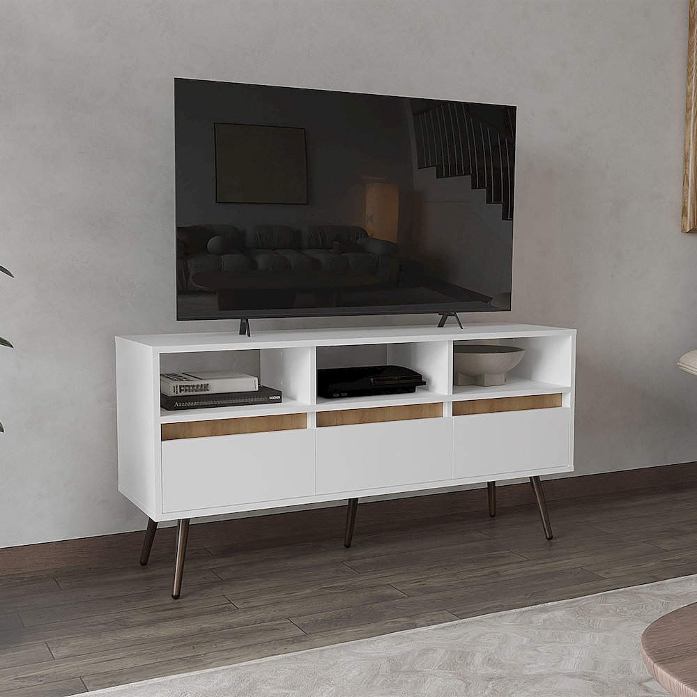 Aranjuez 47" Tv Stand White - Natural Oak MDF. Picture 3