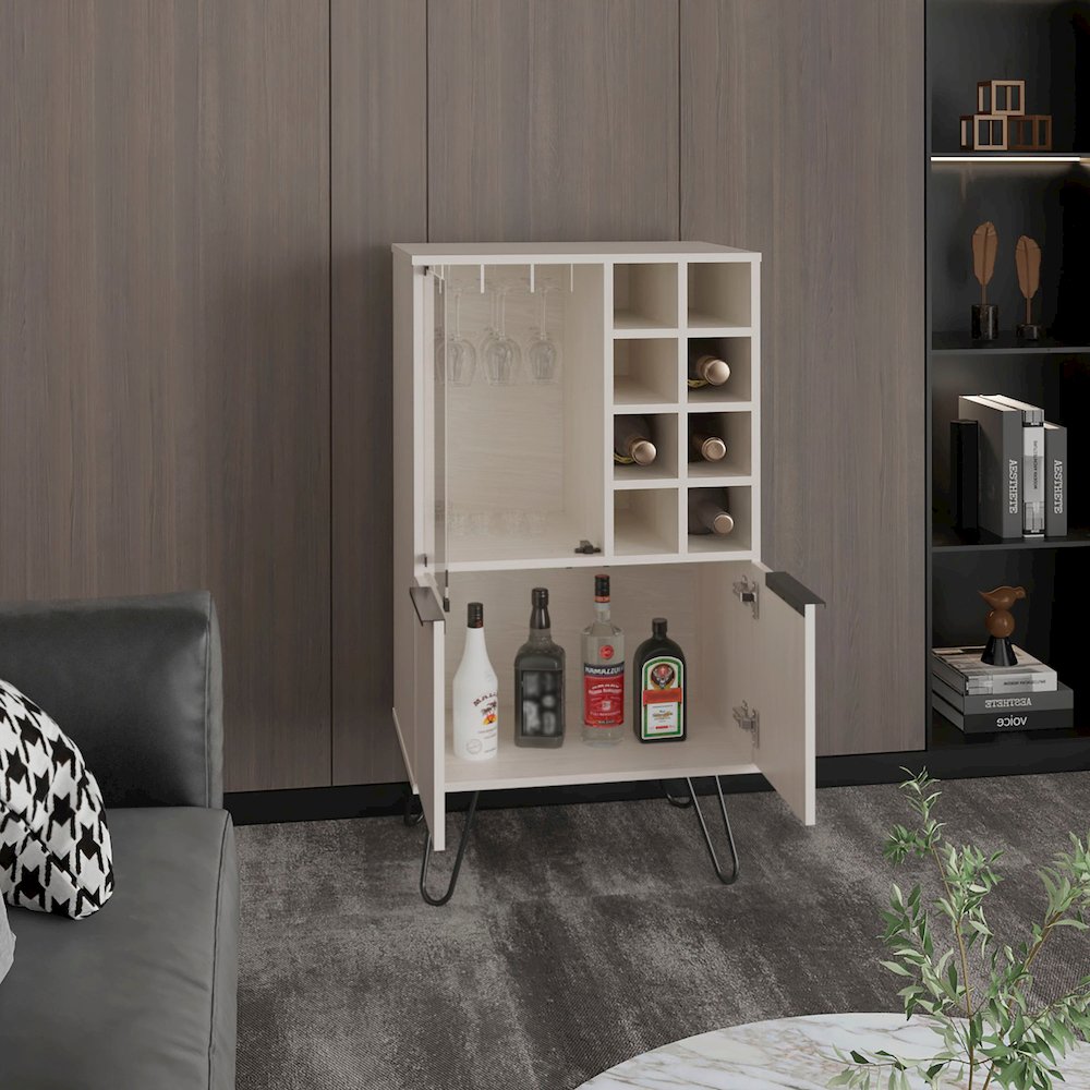 Aster 23" Wide Bar Cabinet White Washed Oak MDF. Picture 3