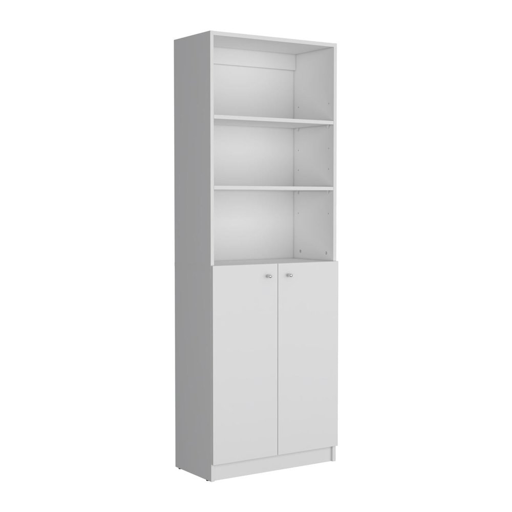 Home 2-Door Bookcase White MDF. Picture 1
