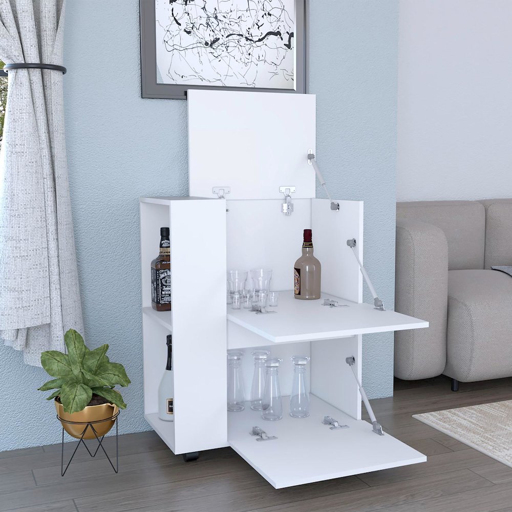 Glasgow Bar Cart White MDF. Picture 5