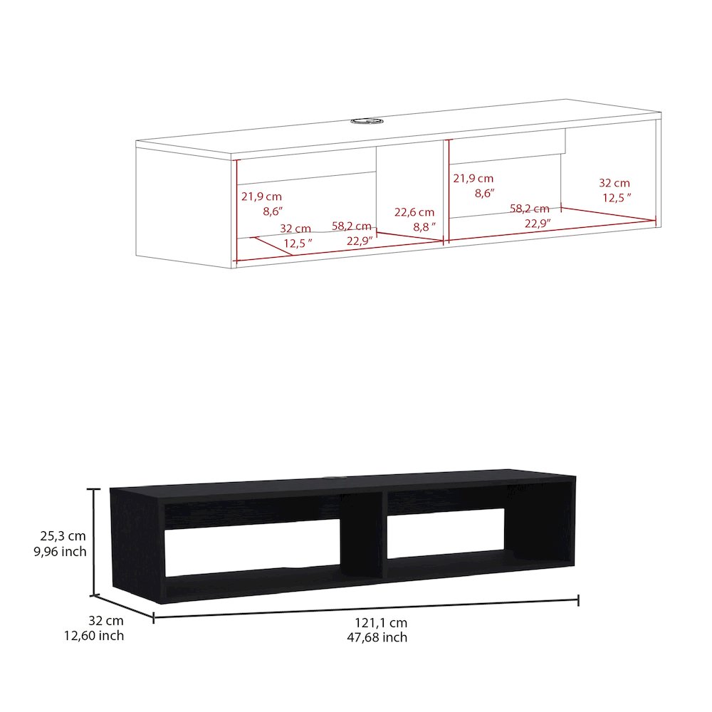 Rockwood Floating TV Stand Black MDF. Picture 5