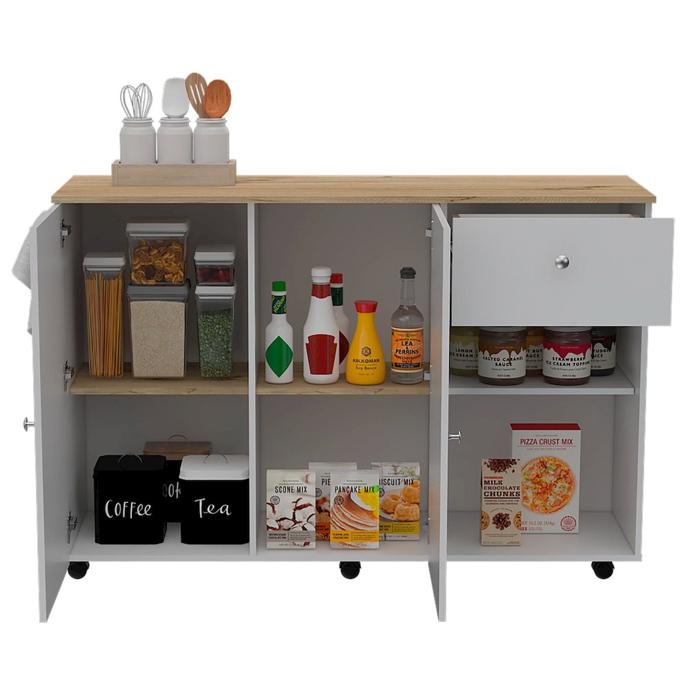 Victoria Kitchen Island White / Light Oak MDF. Picture 2