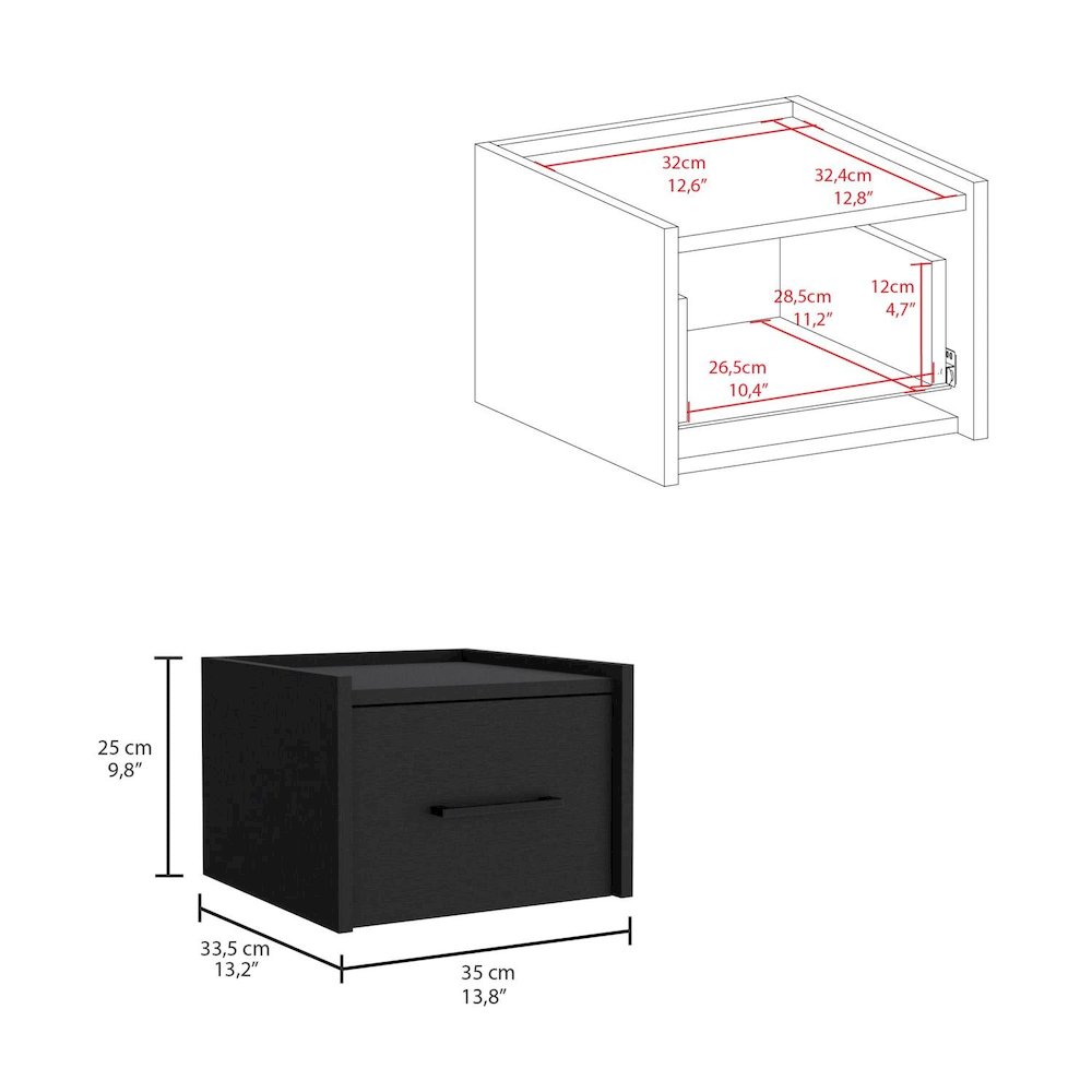 Boa Floating Nightstand Black MDF. Picture 4