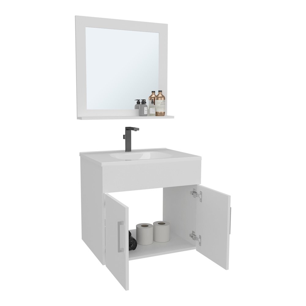Blake Bathroom Cabinet with Mirror Cabinet White MDF. Picture 5