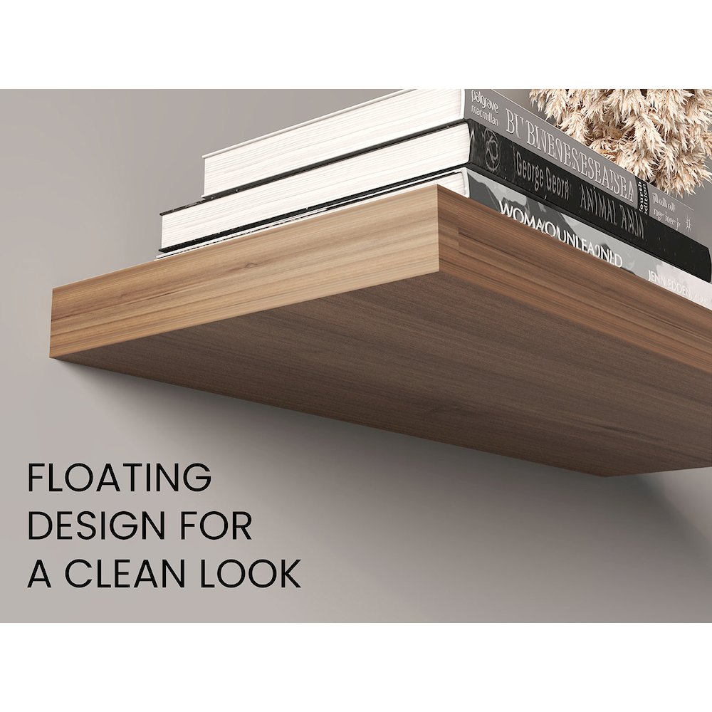 Ecco 31.5" Wide Floating Shelves Set Of 2, Shelves For Wall Decor, Light Brown. Picture 2