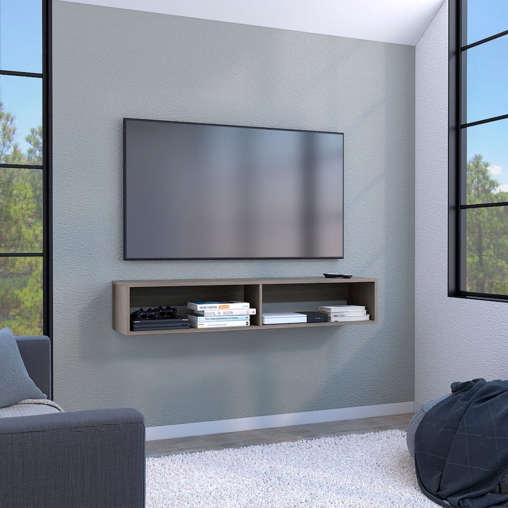 Warrior 59" Floating Tv Stand Light Gray MDF. Picture 4
