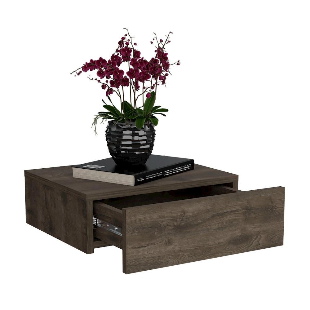 Milano Floating Nightstand Dark Brown MDF. Picture 2
