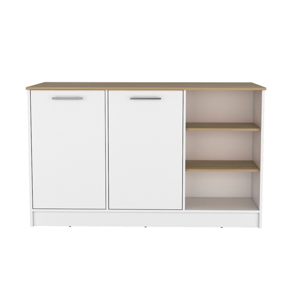 Ginger Kitchen Island White / Natural Oak MDF. Picture 3