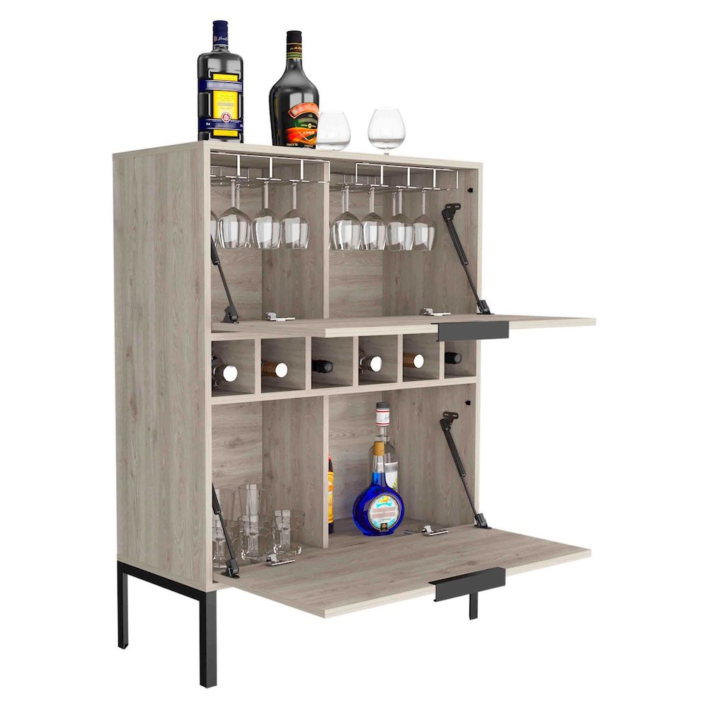Lyrata Bar Cabinet Light Gray MDF. Picture 2