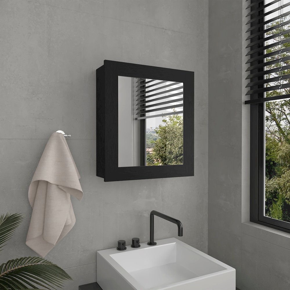 Luma Mirror Medicine Cabinet Black Wengue MDF. Picture 3