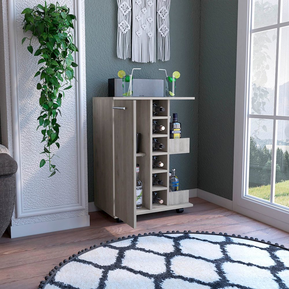Bar Cart Light Gray MDF. Picture 5
