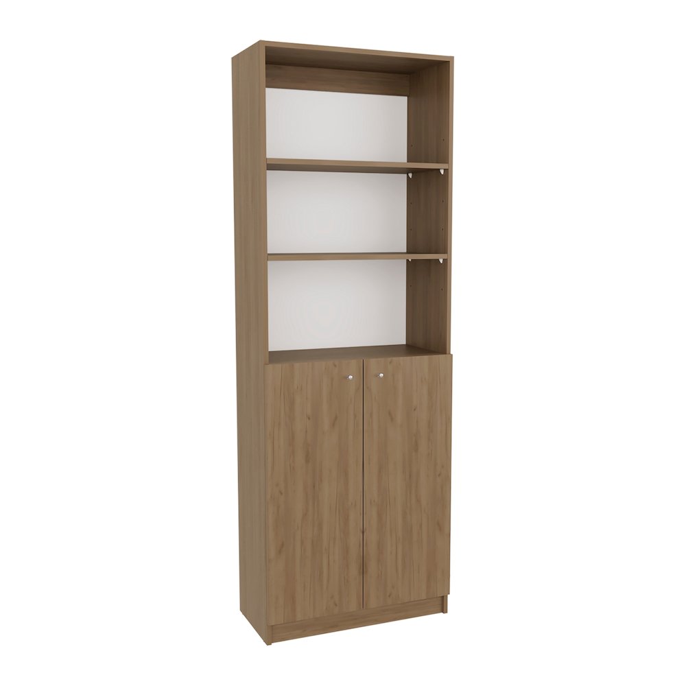 Home Bookcase, Dual Doors Natural Oak MDF. Picture 4