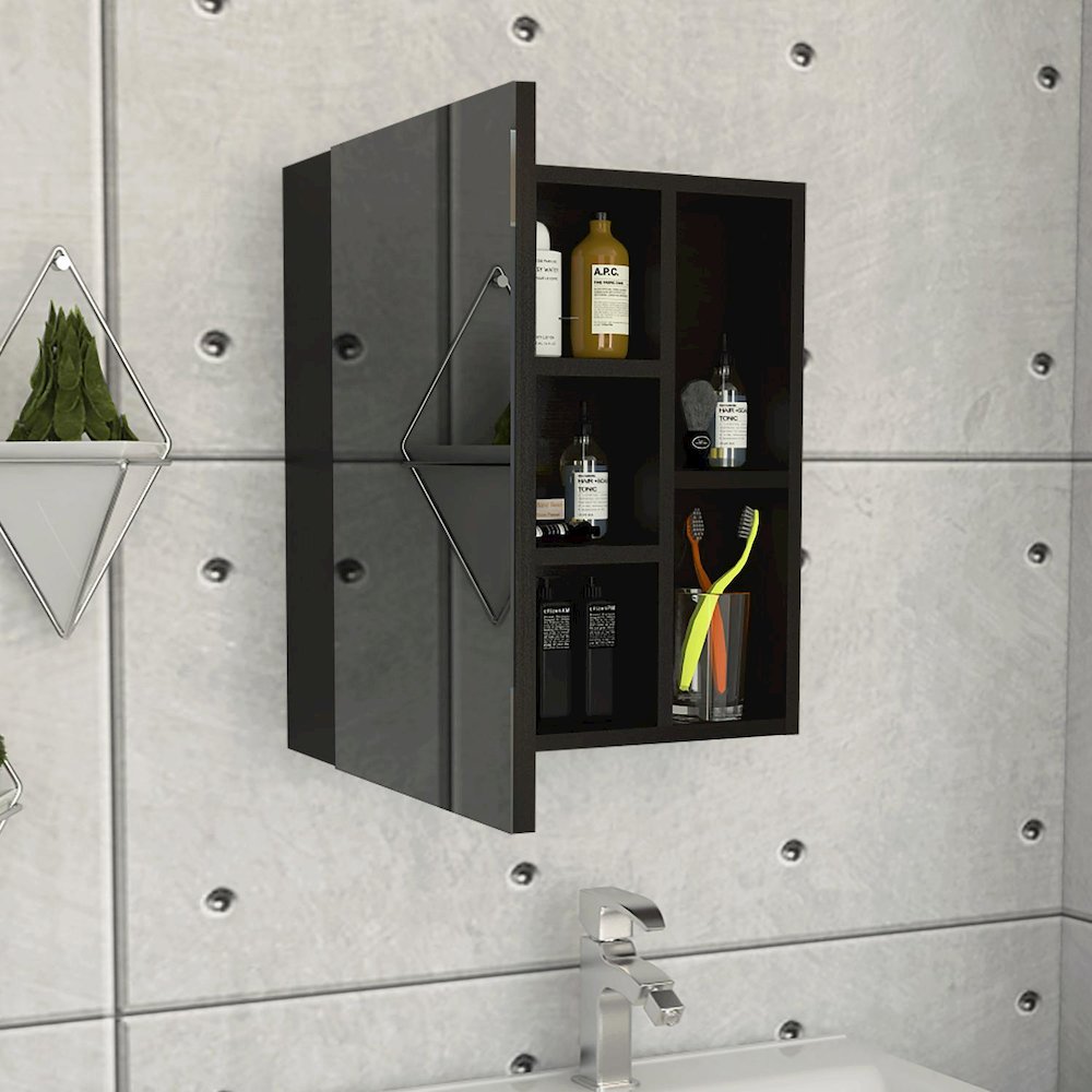 Labelle Medicine Cabinet Black MDF. Picture 5
