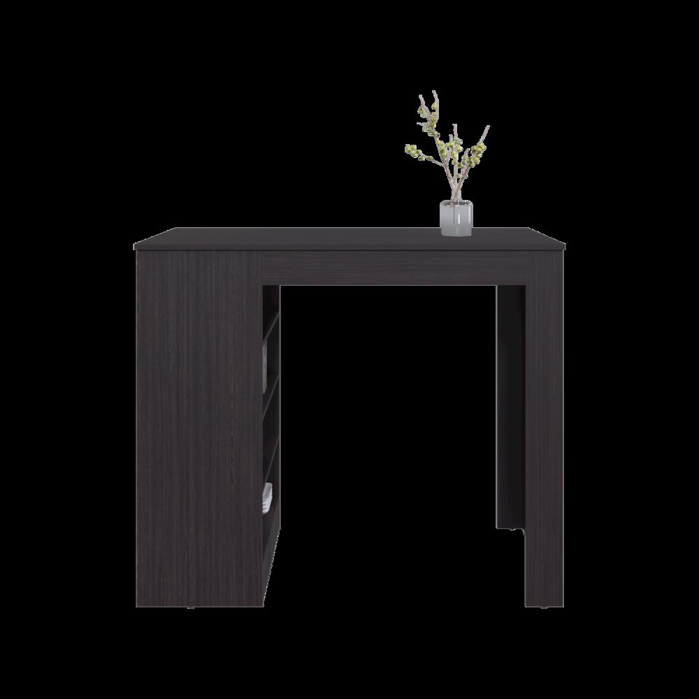 Counter Table with 4 Storage Shelves, Compact Home Bar,Space-Saving Design,Black. Picture 2