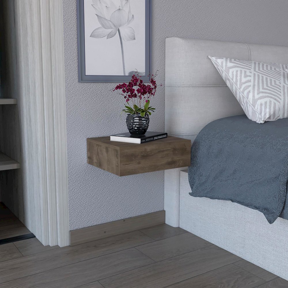 Milano Floating Nightstand Dark Brown MDF. Picture 3