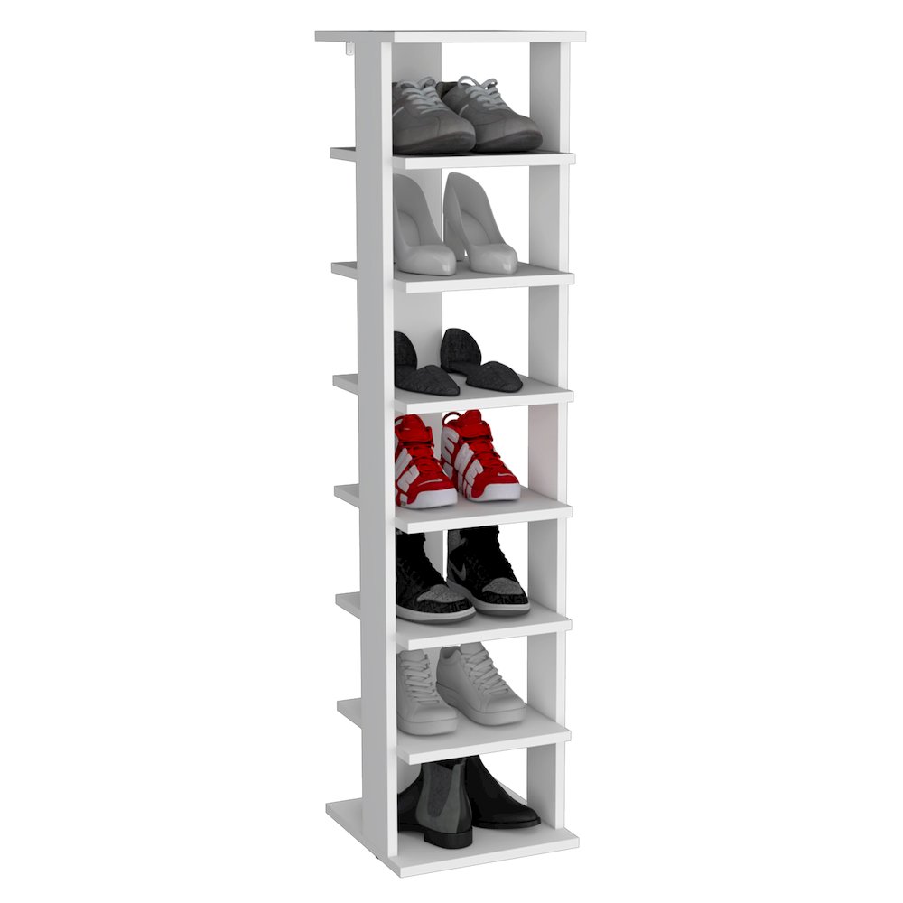 Odesto Vertical Shoe Rack White MDF. Picture 1
