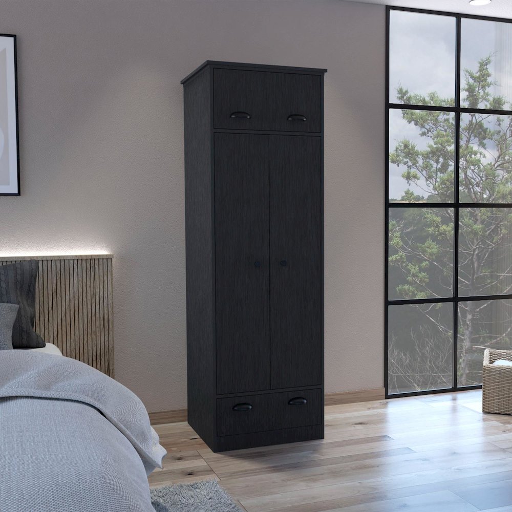 Falkland Armoire Black MDF. Picture 3