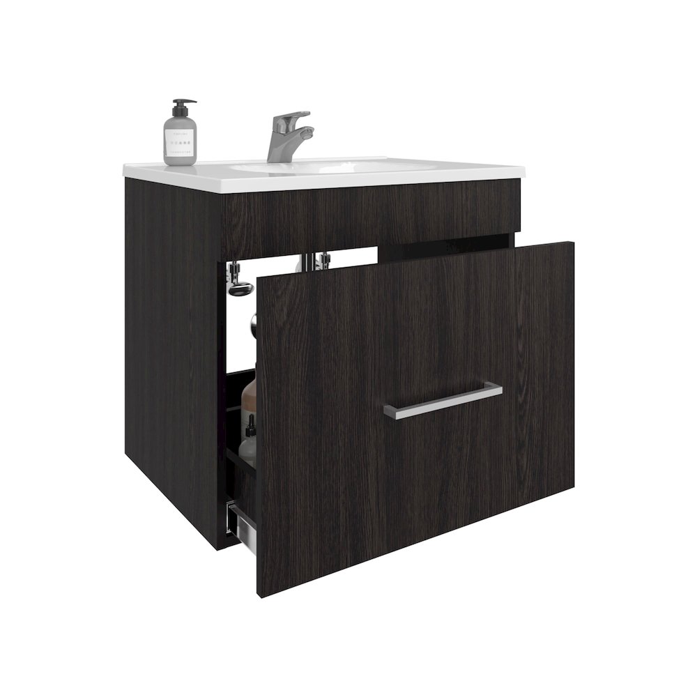Tuhome One door Batroom Vanity Hatta Black MDF. Picture 5