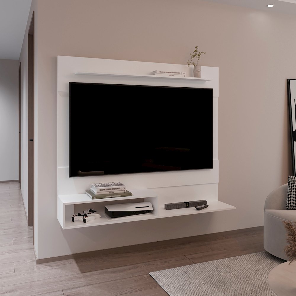 Being Floating Entertainment Center White MDF. Picture 3