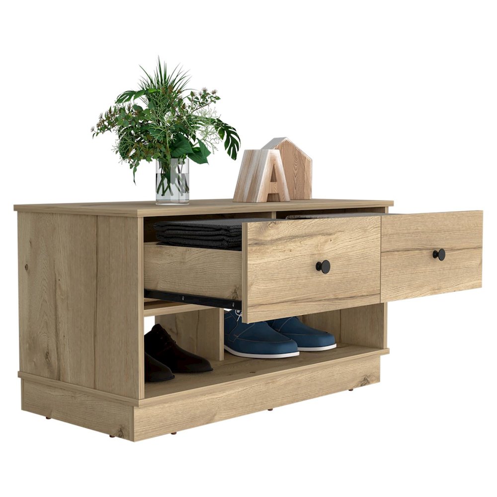 Hamilton Storage Bench Light Oak MDF. Picture 2