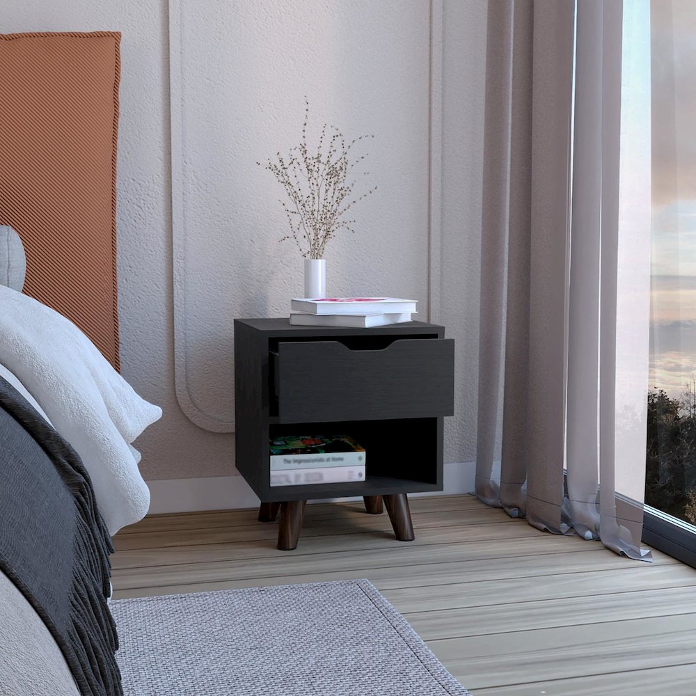 Crail Nightstand Black MDF. Picture 5