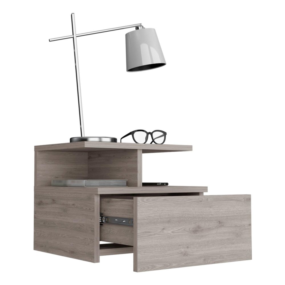 Adele Floating Nightstand Light Gray MDF. Picture 2