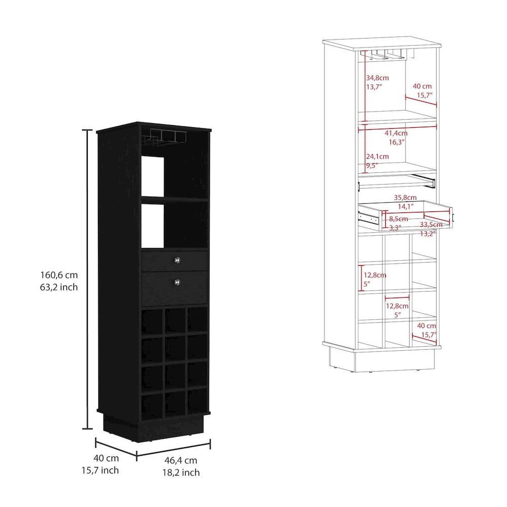 Classic Bar Cabinet Black MDF. Picture 4