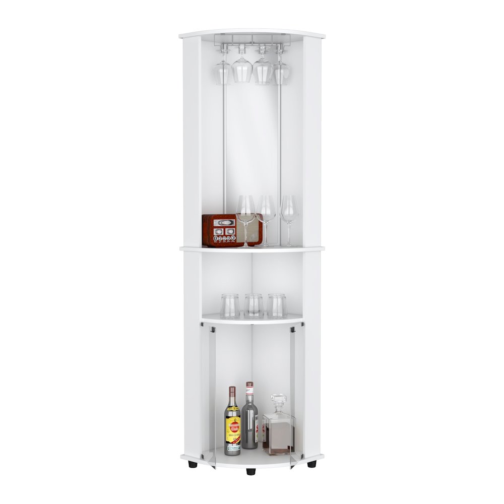 Chicago Corner Bar Cabinet White MDF. Picture 1