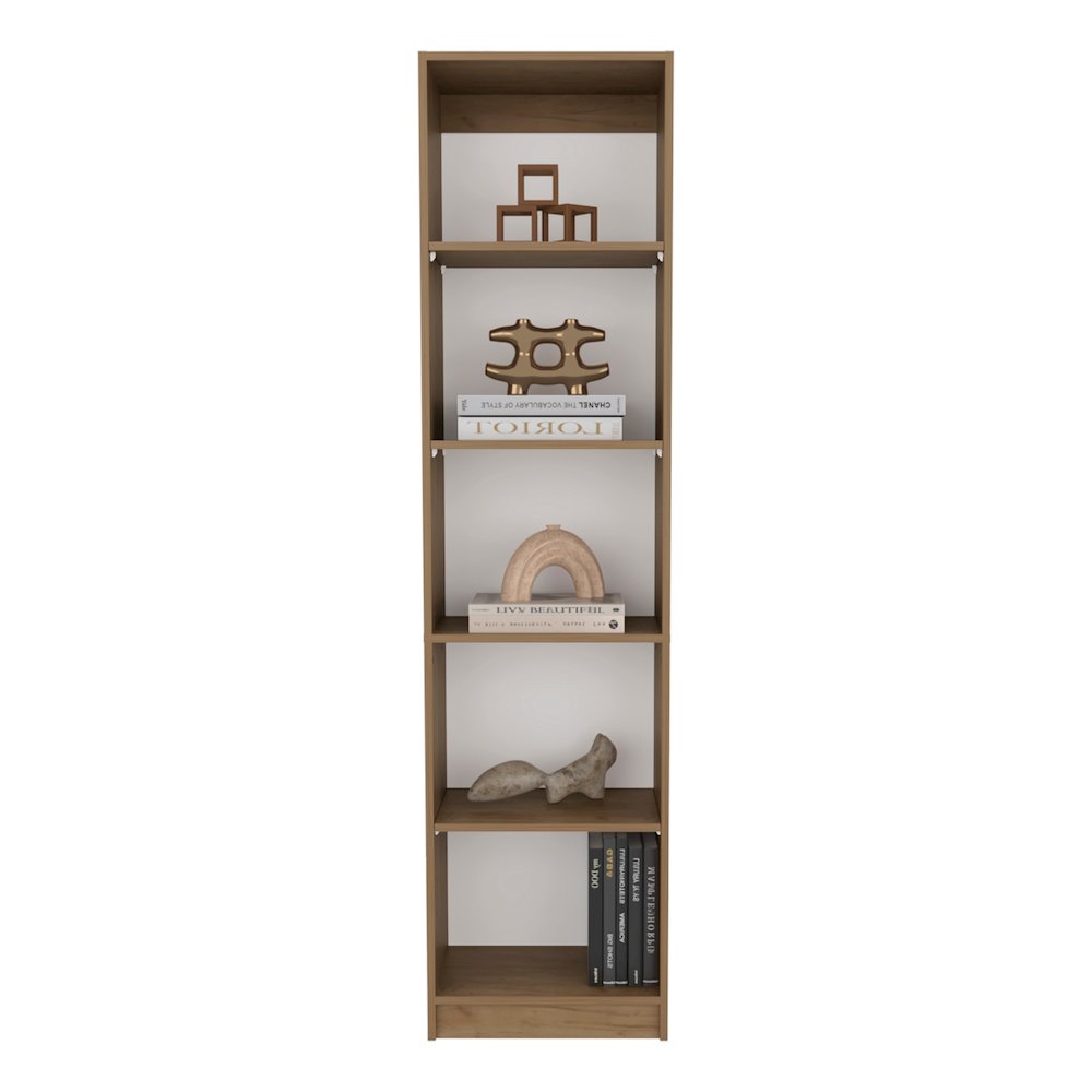 Home Slim Design Bookcase With 5-Tier Shelves, Natural Oak. Picture 2