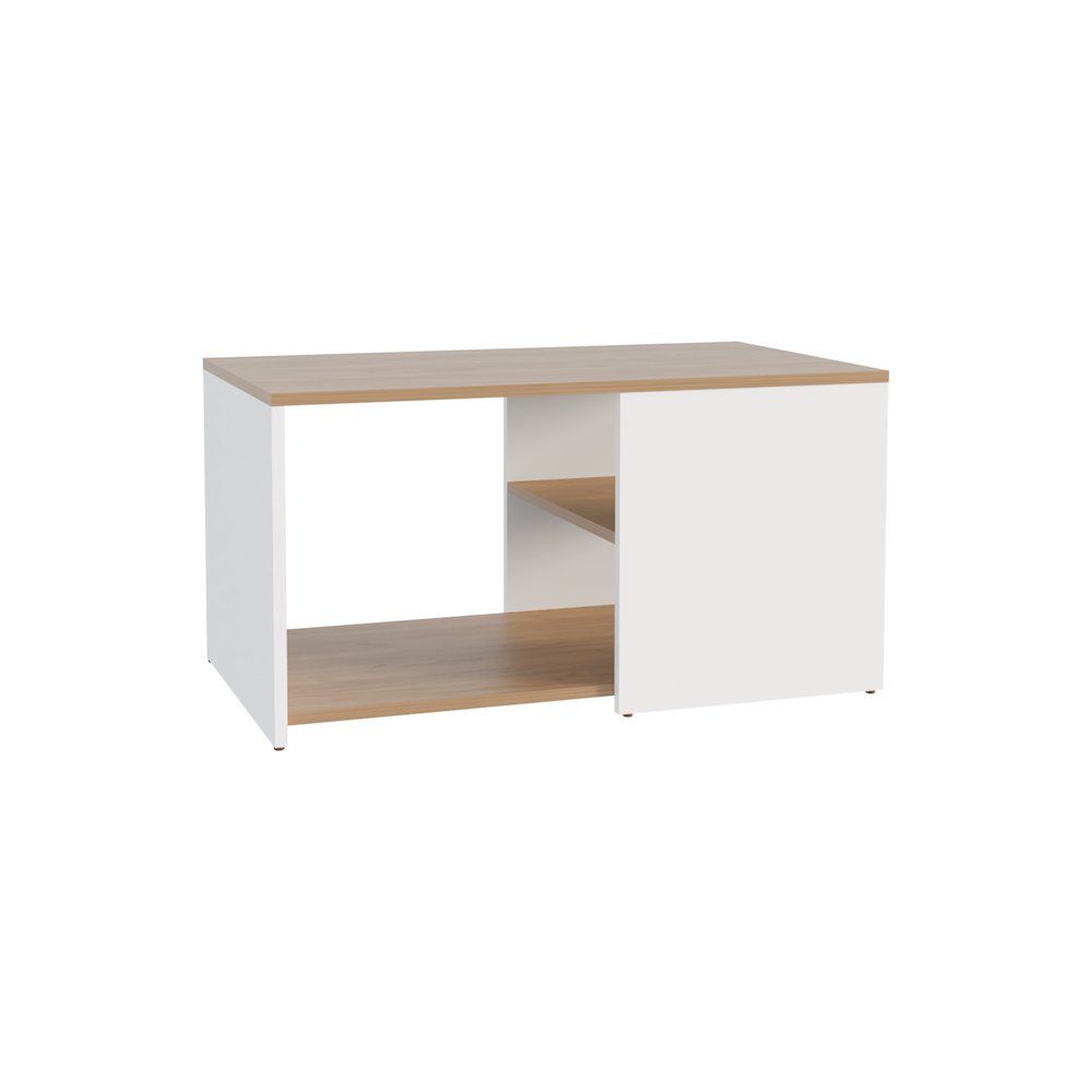 Adele 31" Wide Coffee Table Natural Oak - White MDF. Picture 1