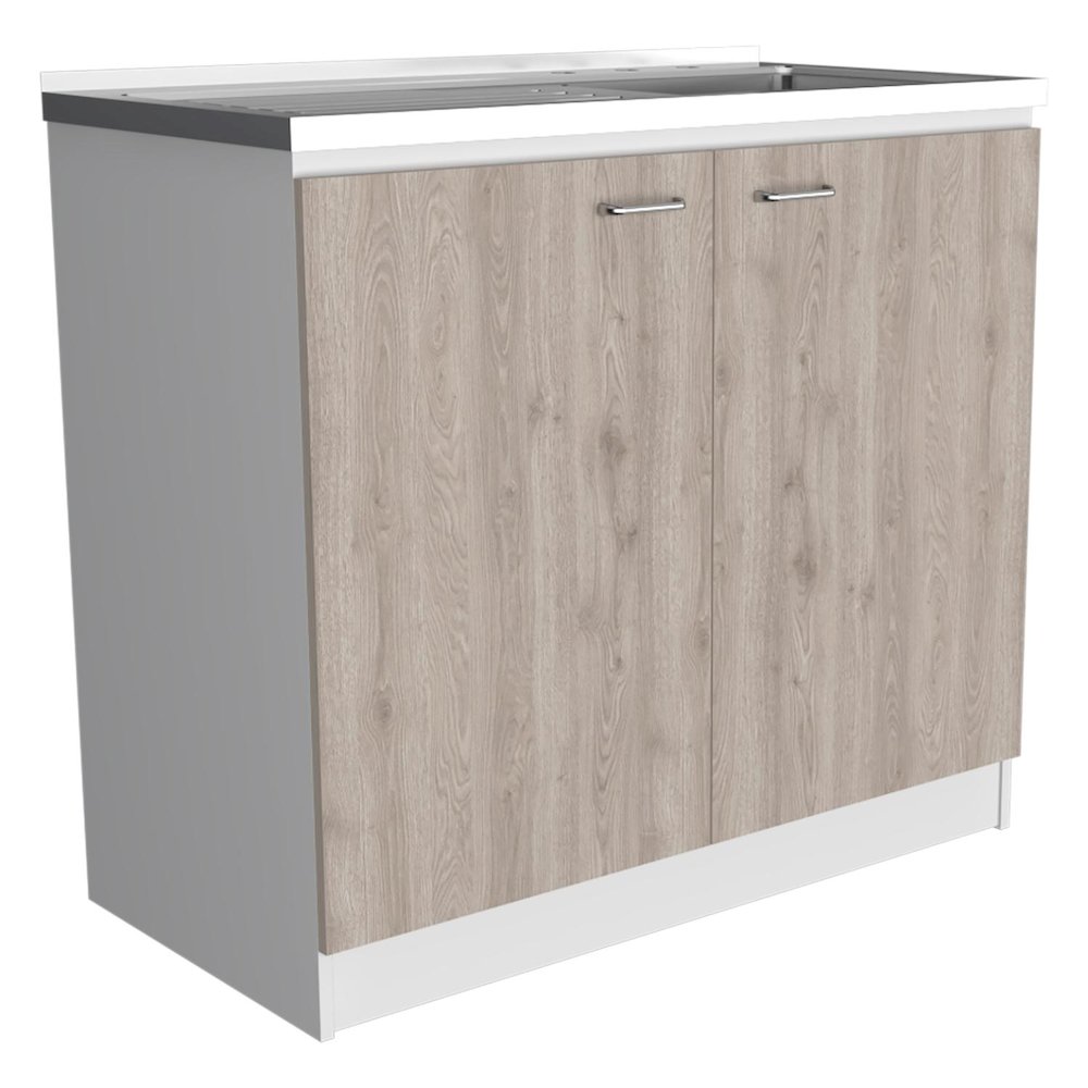 Napoles Utility Sink Smokey Oak / Light Gray MDF. Picture 1