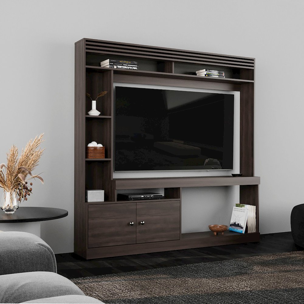 Dante Entertainment Center Dark Walnut MDF. Picture 3