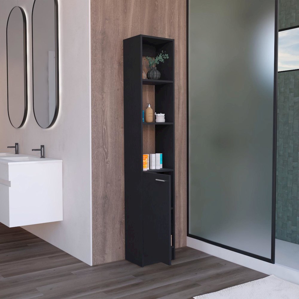 Parks Linen Cabinet Black MDF. Picture 5