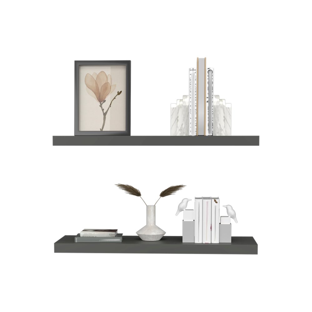 Ecco 31.5" Wide Floating Shelves Set of 2 Matt Gray MDF. Picture 2