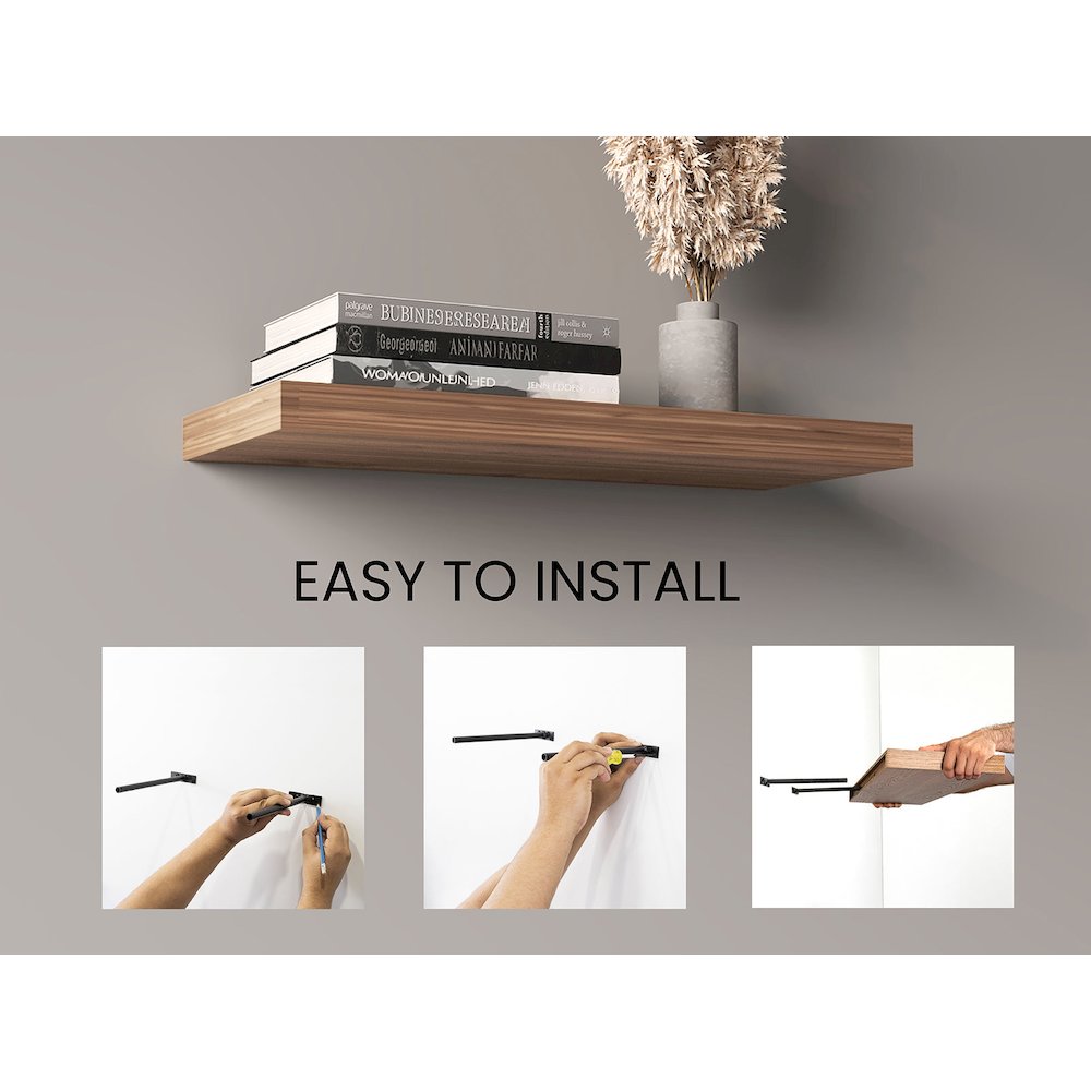Ecco 31.5" Wide Floating Shelves Set Of 2, Shelves For Wall Decor, Light Brown. Picture 3