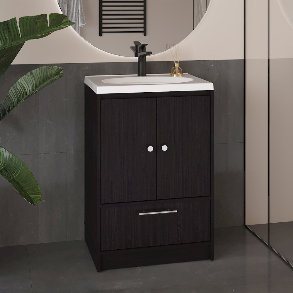 Tuhome Bathroom Vanity with Two Doors, Madison Black MDF. Picture 3
