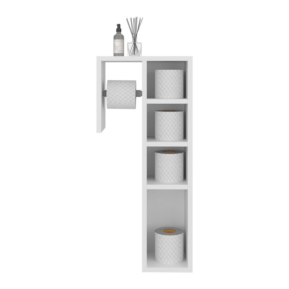 Freestanding Toilet Paper Cabinet With Slim Vertical Design, White. Picture 1