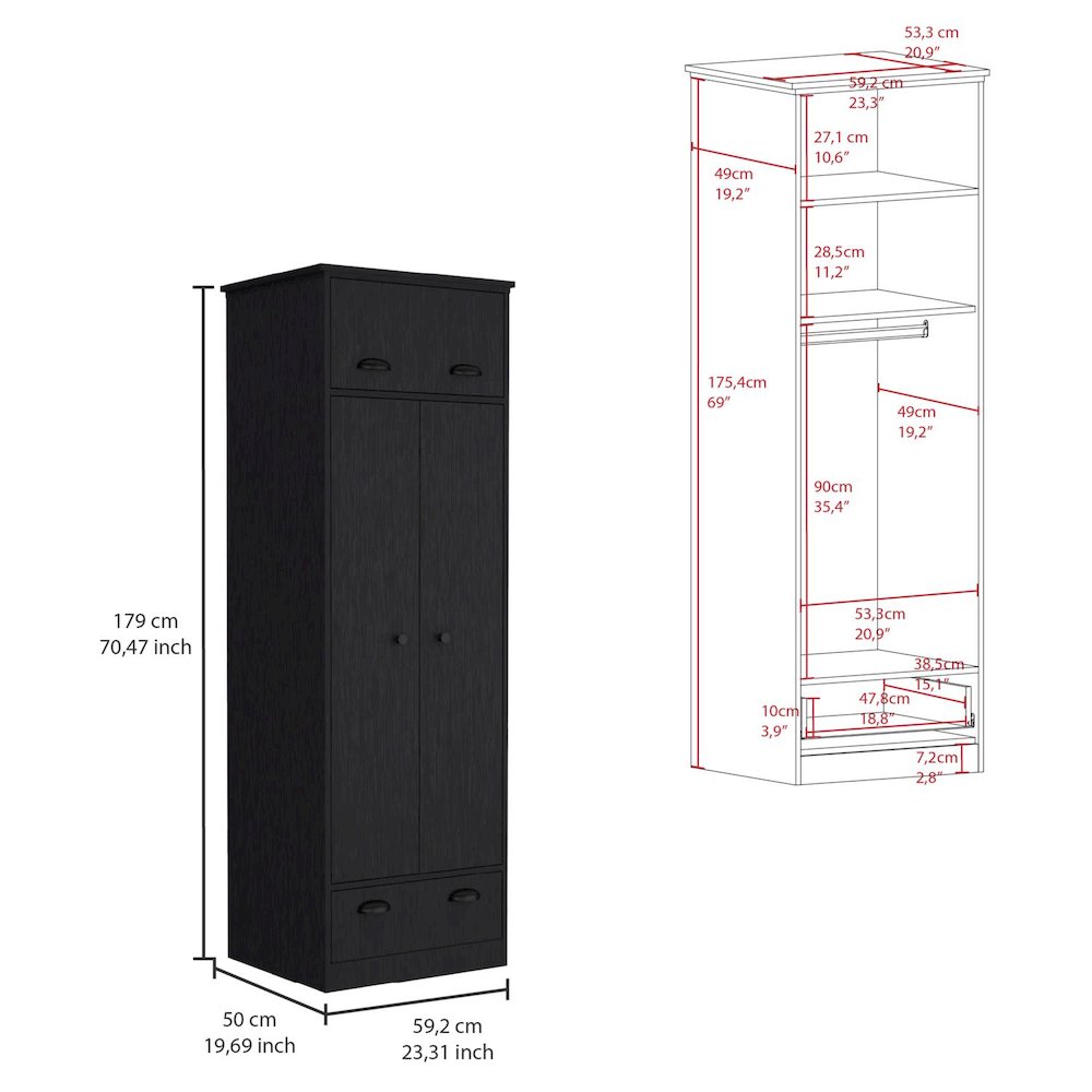 Falkland Armoire Black MDF. Picture 4
