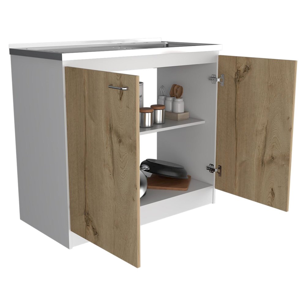 Napoles Utility Sink White / Light Oak MDF. Picture 2