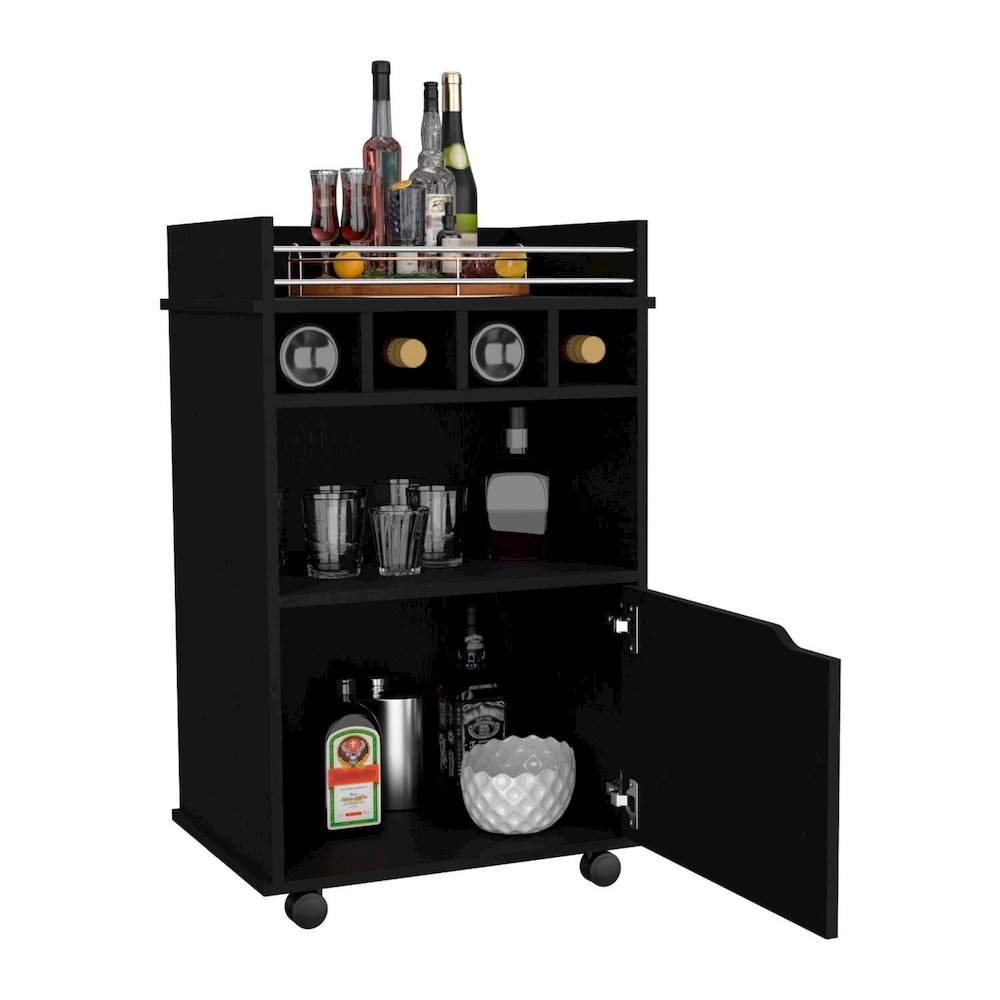 Phoenix Bar Cart Black MDF. Picture 2