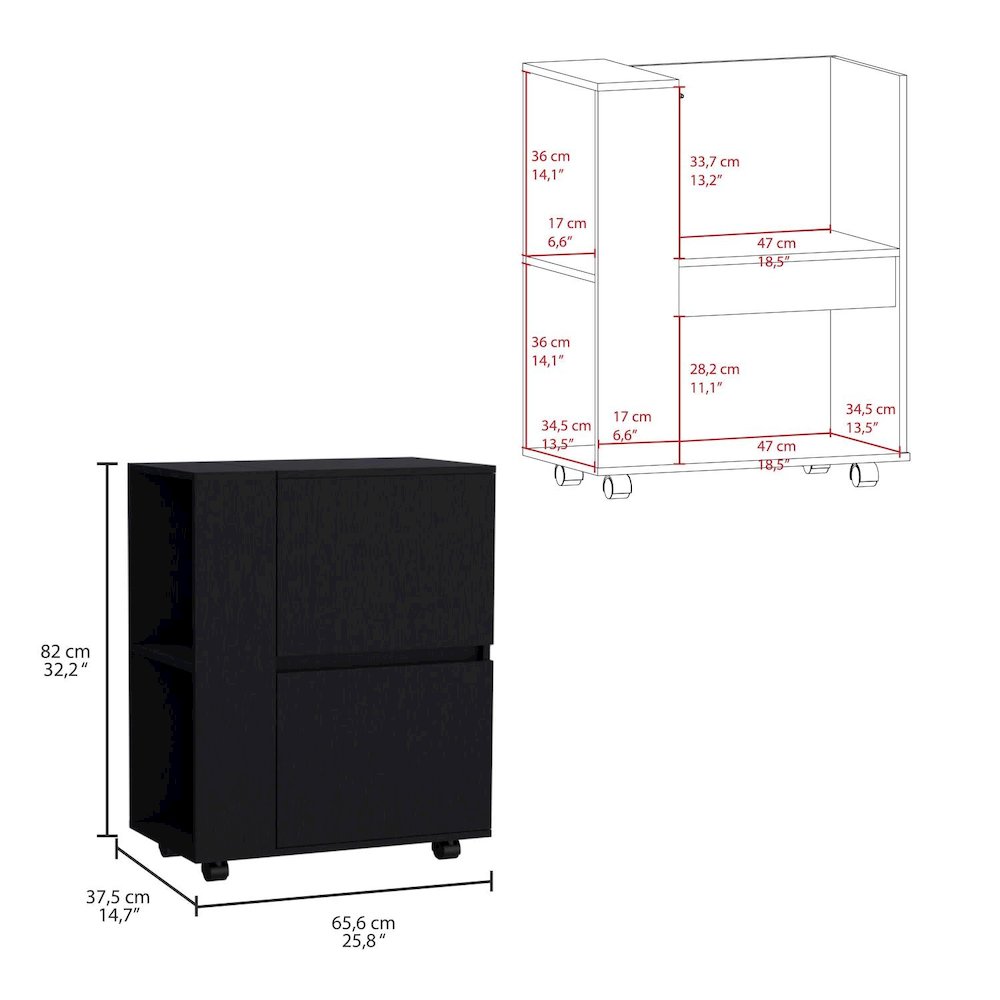 Glasgow Bar Cart Black MDF. Picture 4