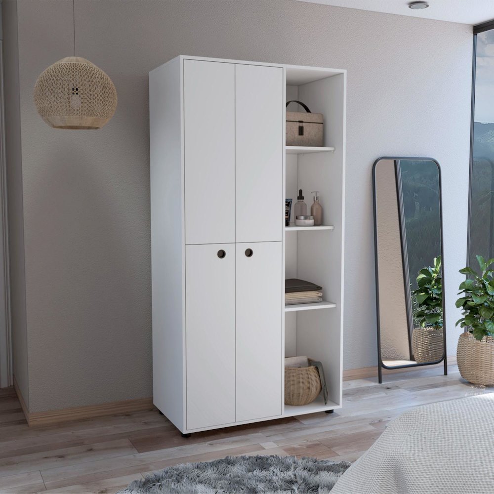 Misuri Wardrobe Armoire White MDF. Picture 3